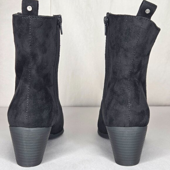 French Connection Women's Model Black Block-Heel Booties Boots - Picture 4 of 7